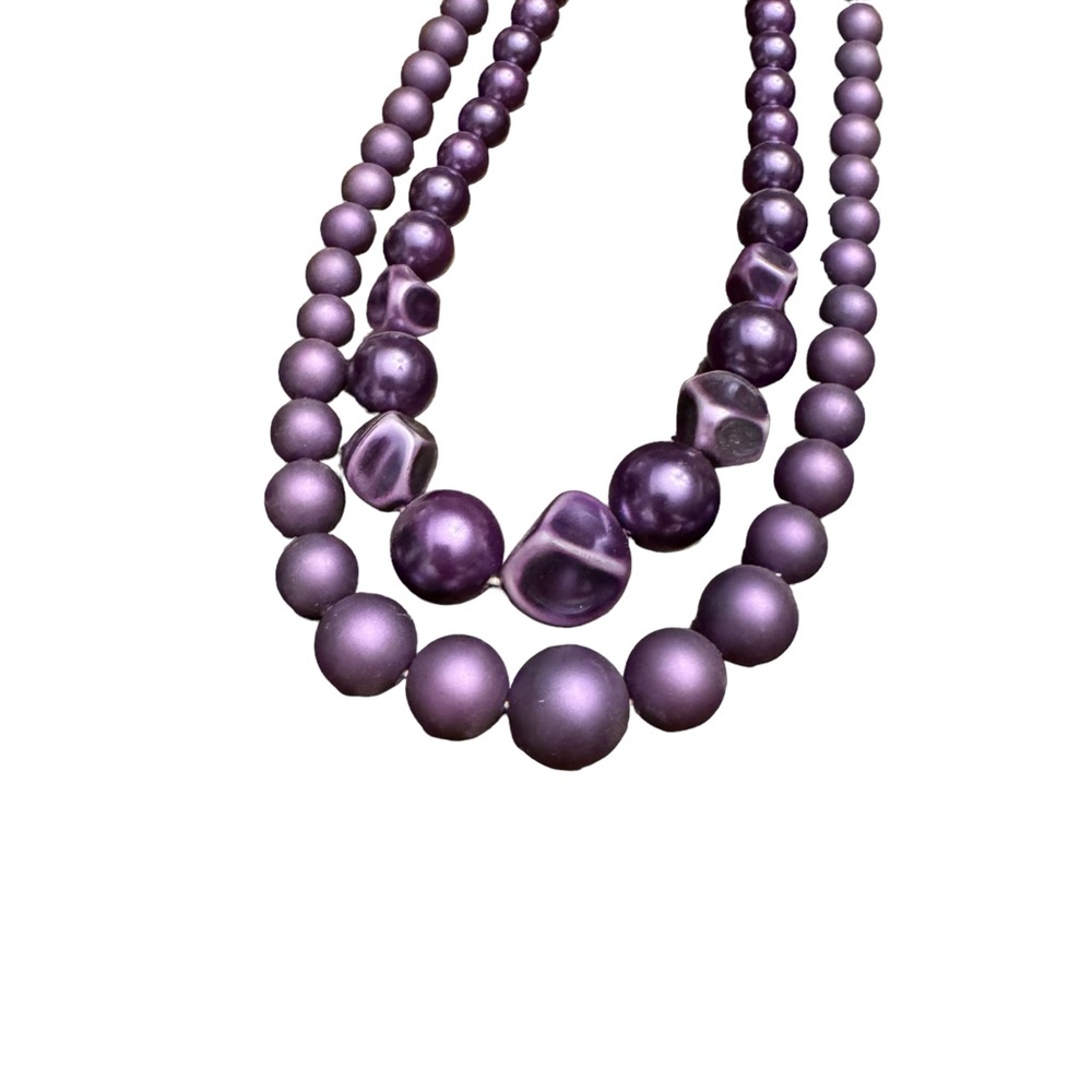 Vintage Purple Moonglow Graduated Double Strand Beaded Necklace - Picture 3 of 9